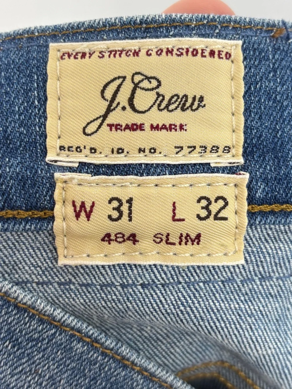 J. Crew Mens Size 31W 32L 484 Slim Jeans Medium Blue Denim Five Pocket Low Rise